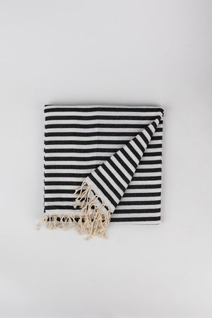 Stripe Turkish Towel in Charcoal