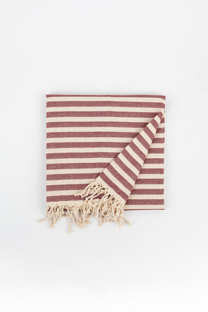 Stripe Turkish Towel in Burgundy