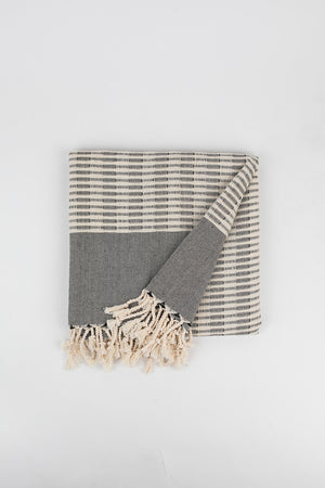 Raised Weave Turkish Towel in Charcoal