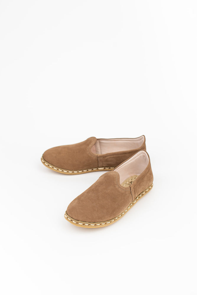 Neutral Suede Slip On in Brown