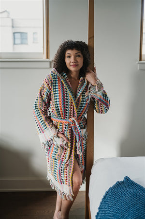 Rainbow Pom Pom Bathrobe