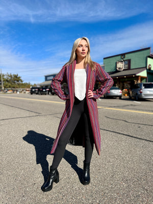 Houndstooth Trench in Pink