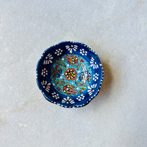 
            
                Load image into Gallery viewer, Blue Mini Turkish Ceramic Bowl - Scalloped Edge
            
        