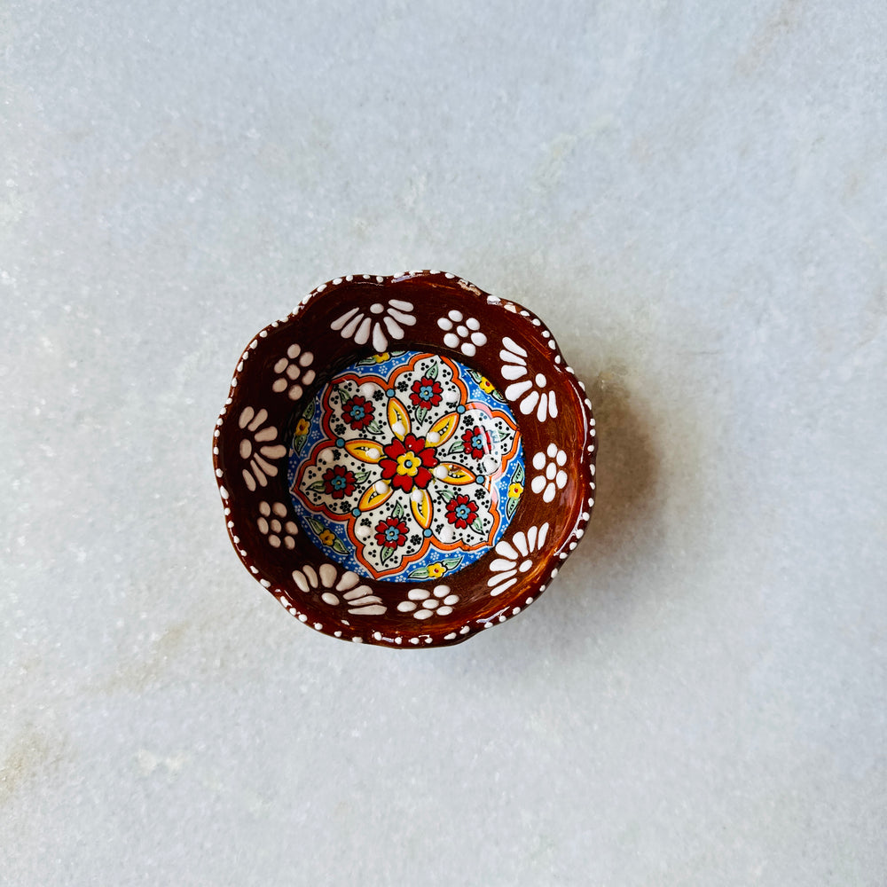 Brown Mini Turkish Ceramic Bowl - Scalloped Edge