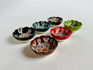 Set of mini Turkish Ceramic Bowls with scalloped edge