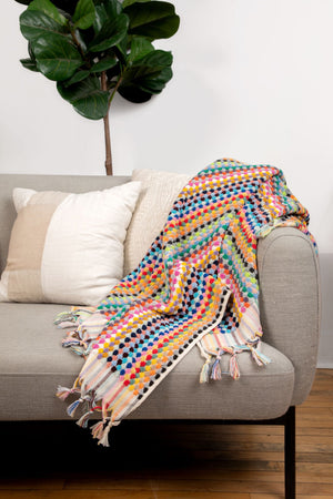 Rainbow Pom Pom Large Terry Cloth Turkish Towel